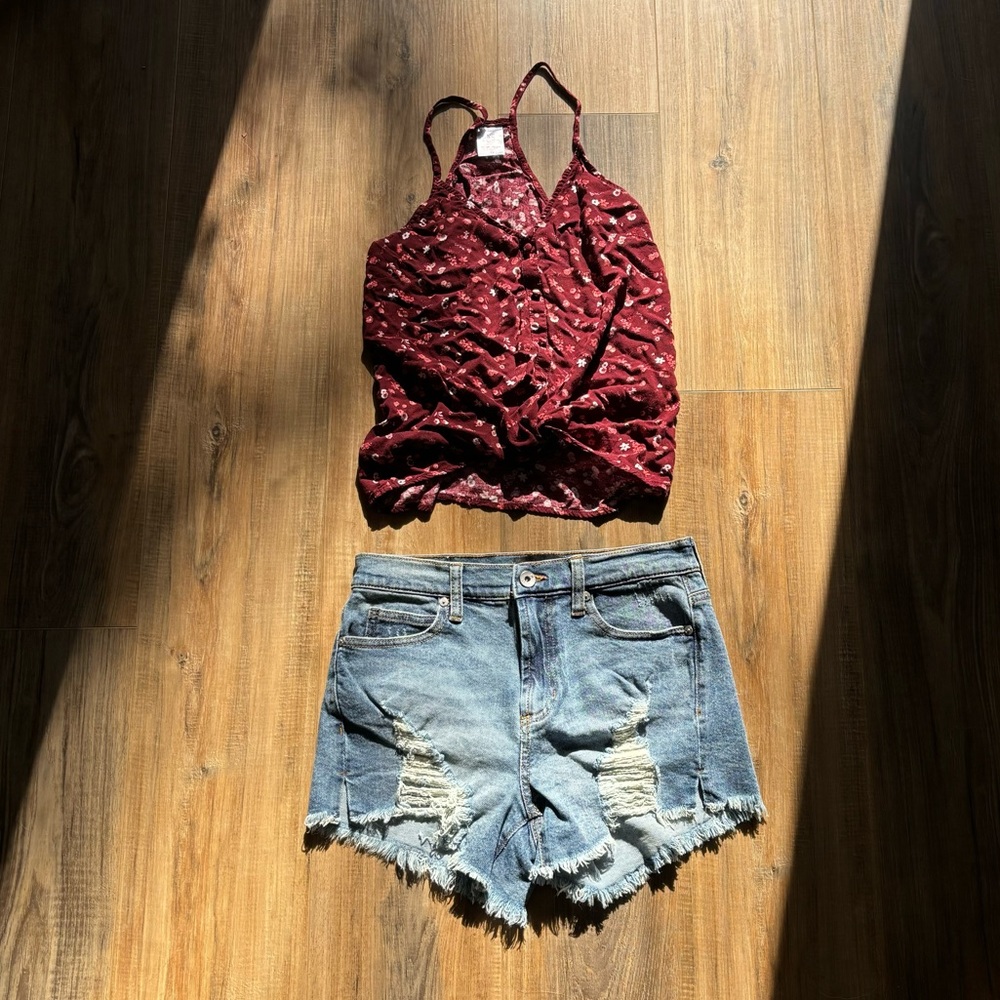 Kendall & Kylie shorts and tank top